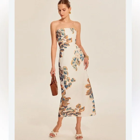 NWT🤎Gorgeous Floral Strapless Dress - Picture 6 of 13